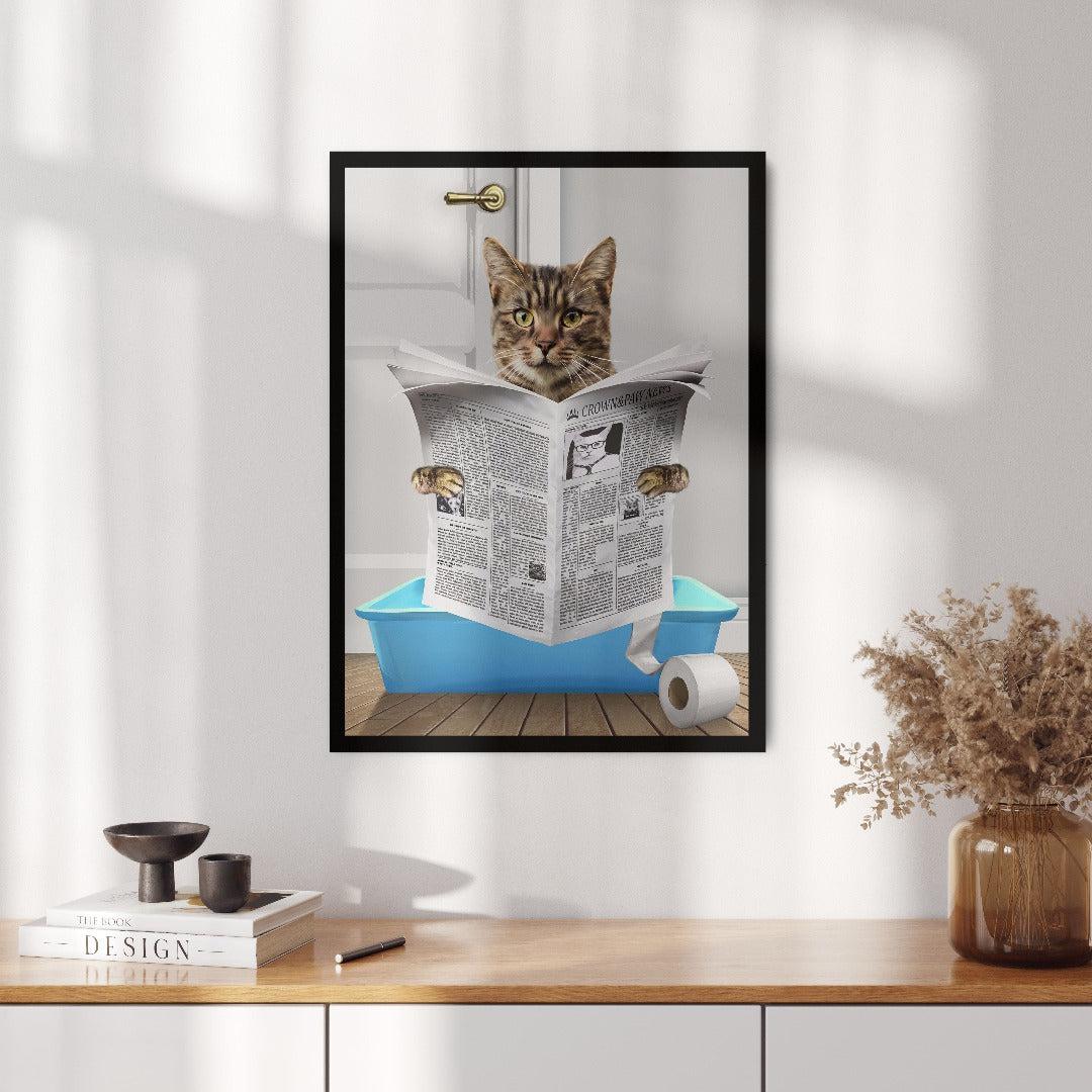 Cat in Litter Tray Portrait - Custom Pet Poster