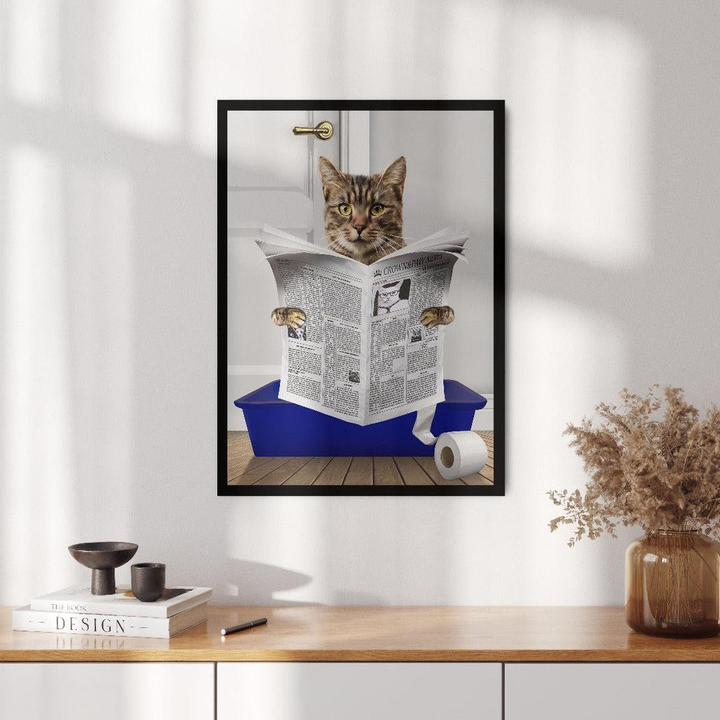Cat in Litter Tray Portrait - Custom Pet Poster