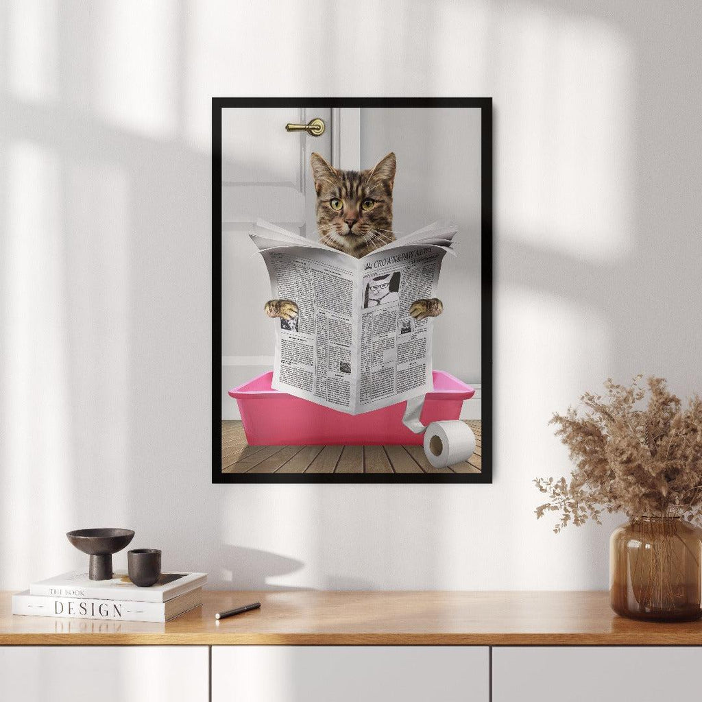 Cat in Litter Tray Portrait - Custom Pet Poster