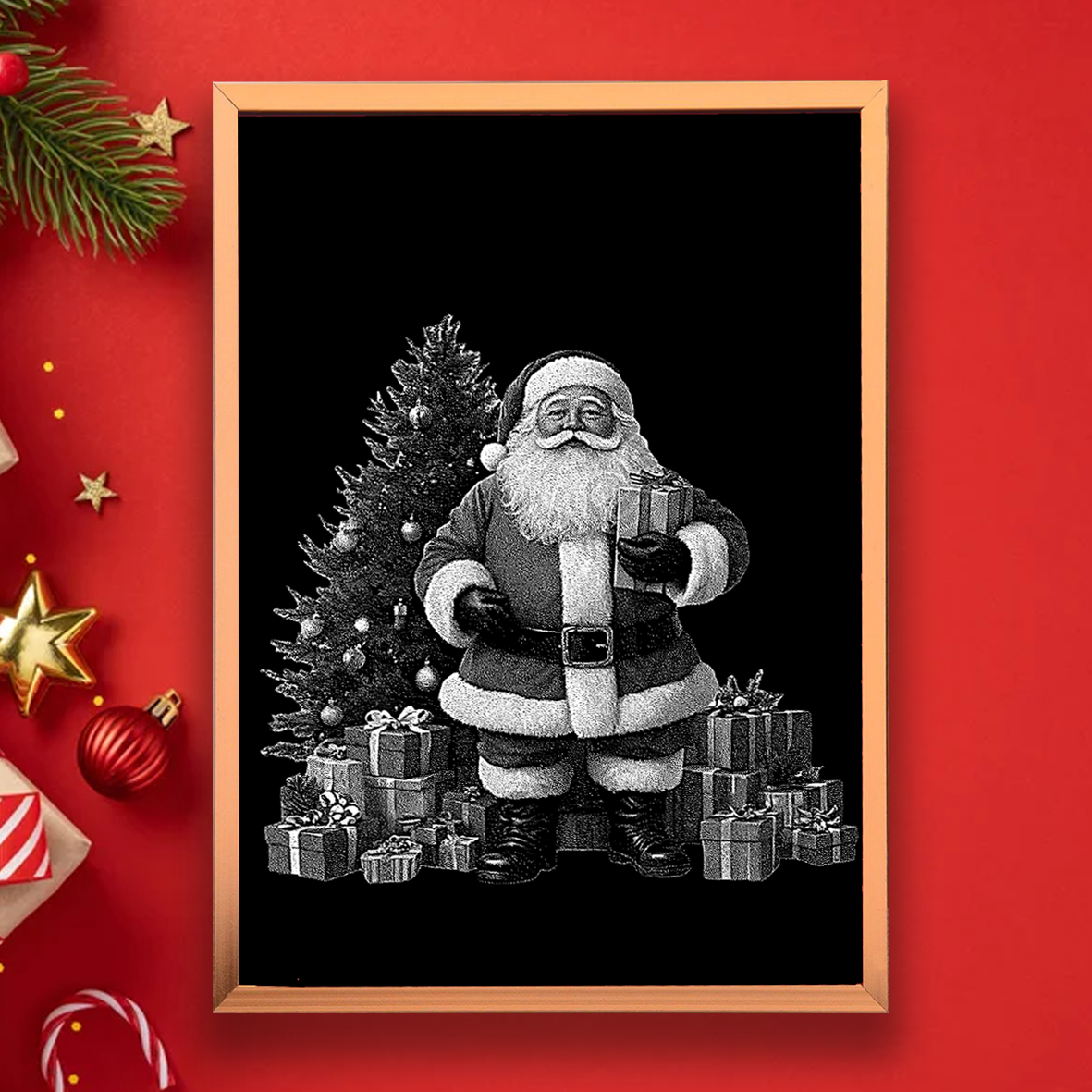 Glass Painting -  Christmas Frameless Modern Wall Decor, Hand-Painted Effect on Glass for Home/Office Decoration, Unique Gift for Birthdays