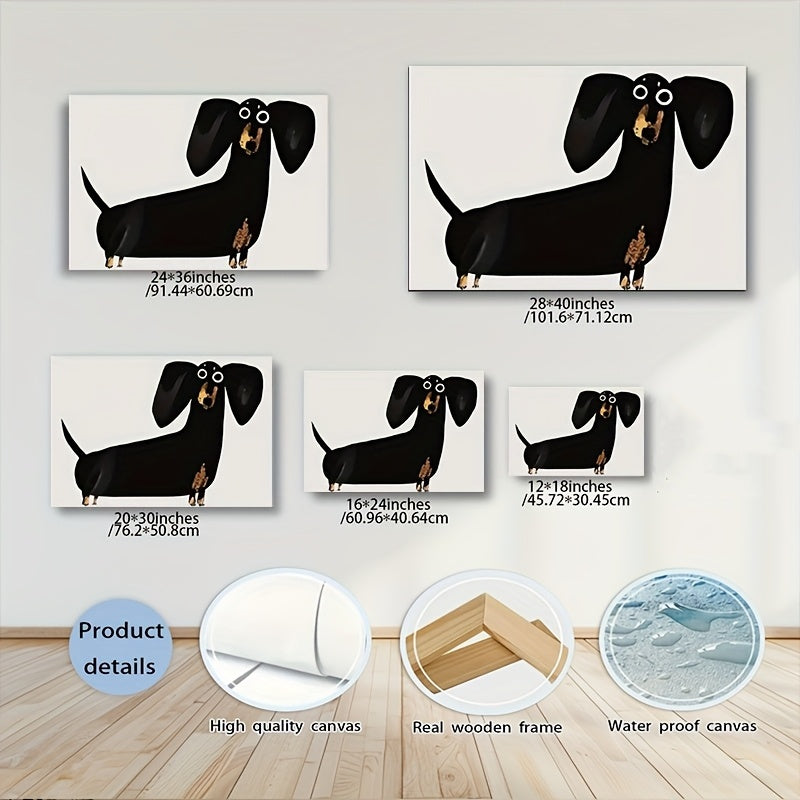 Cute Dachshund Framed Wall Art – Adorable Dog Print for Living Room or Office H018