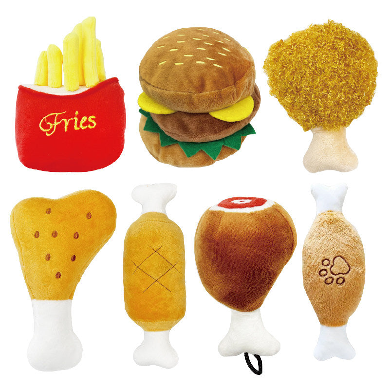 Cute Hamburger Chicken Leg Pet SoundingTeddy Dog Pet Toy Sounding Version