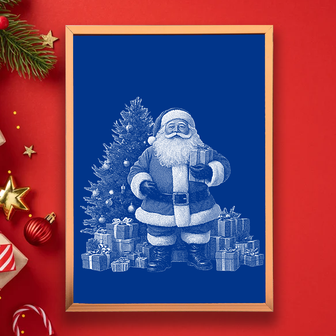 Glass Painting -  Christmas Frameless Modern Wall Decor, Hand-Painted Effect on Glass for Home/Office Decoration, Unique Gift for Birthdays