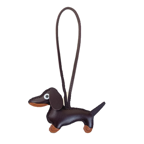 Dachshund puppy bag charm, high-end keychain, handmade color-blocked PU, cute.