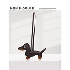 Dachshund puppy bag charm, high-end keychain, handmade color-blocked PU, cute.