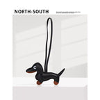 Dachshund puppy bag charm, high-end keychain, handmade color-blocked PU, cute.