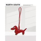 Dachshund puppy bag charm, high-end keychain, handmade color-blocked PU, cute.