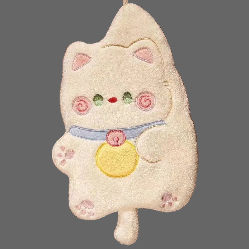 Cute cartoon cat-shaped hand towel, highly absorbent and quick-drying