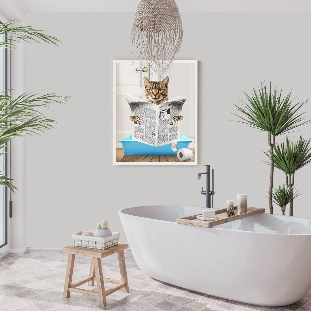 Cat in Litter Tray Portrait - Custom Pet Poster