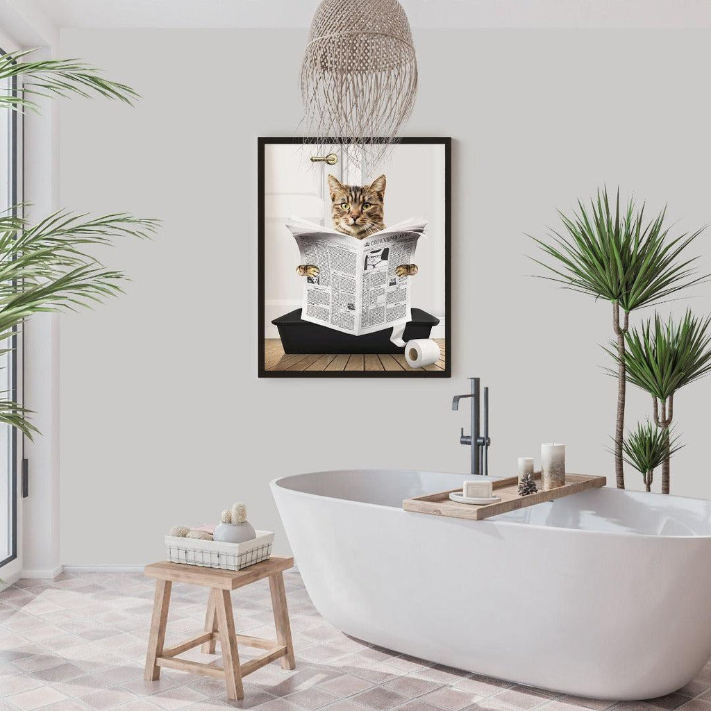 Cat in Litter Tray Portrait - Custom Pet Poster