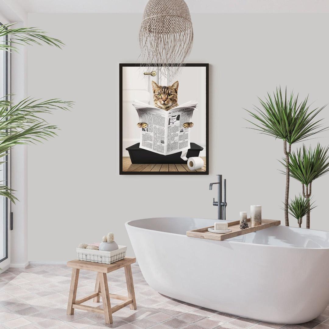 Cat in Litter Tray Portrait - Custom Pet Poster