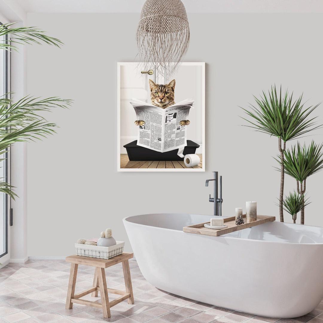 Cat in Litter Tray Portrait - Custom Pet Poster