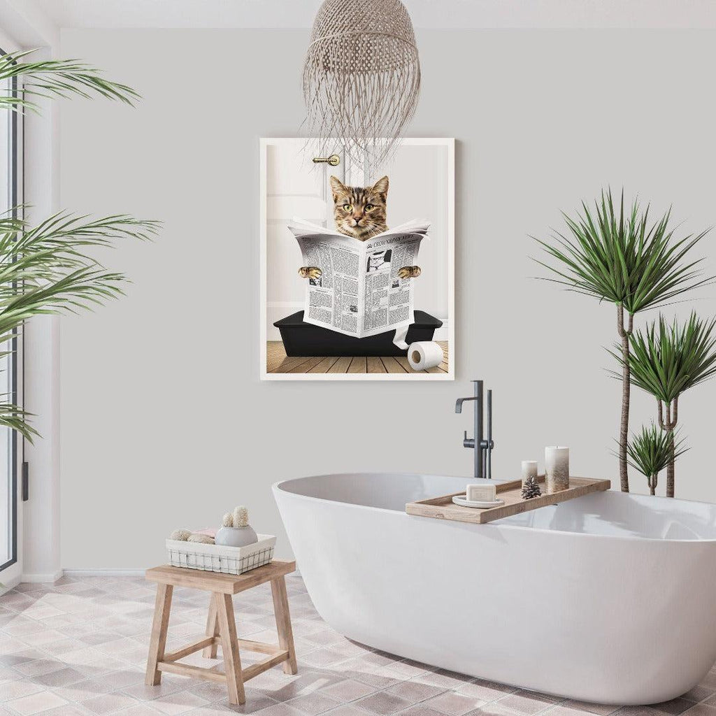Cat in Litter Tray Portrait - Custom Pet Poster