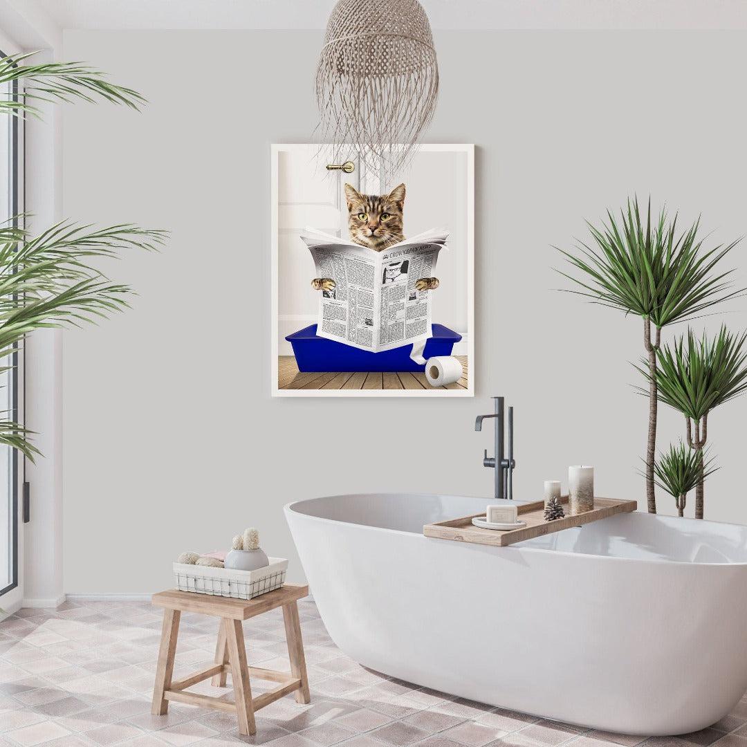 Cat in Litter Tray Portrait - Custom Pet Poster