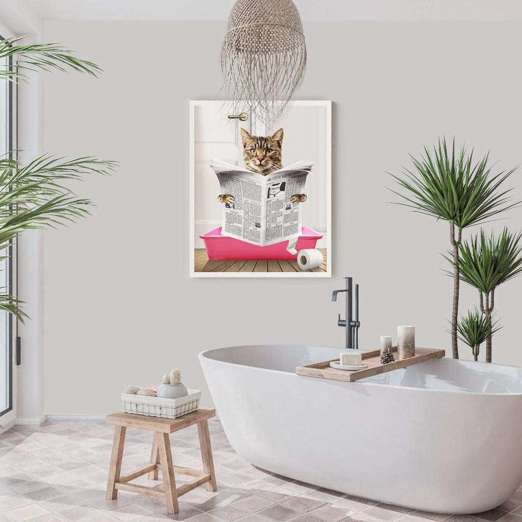 Cat in Litter Tray Portrait - Custom Pet Poster