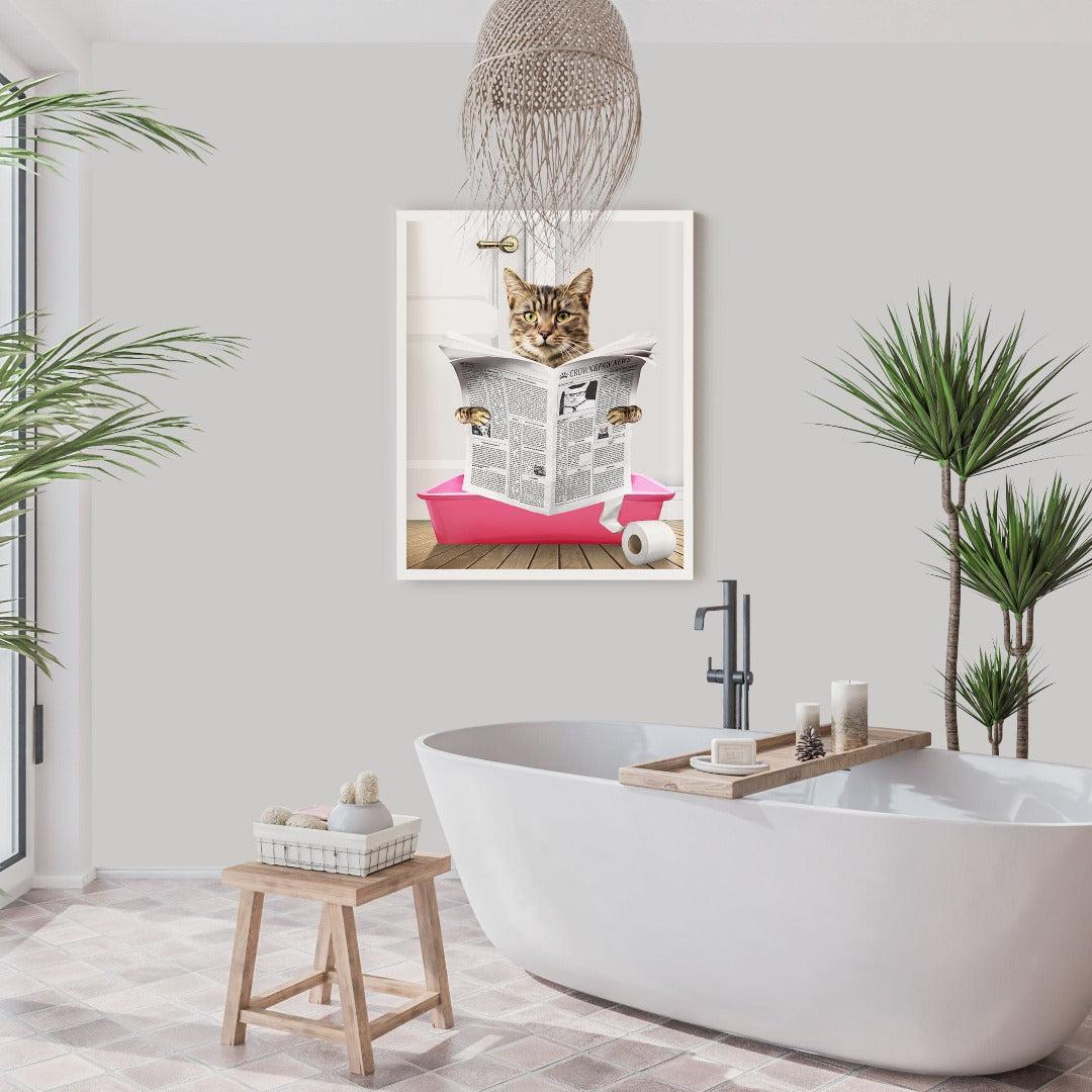 Cat in Litter Tray Portrait - Custom Pet Poster