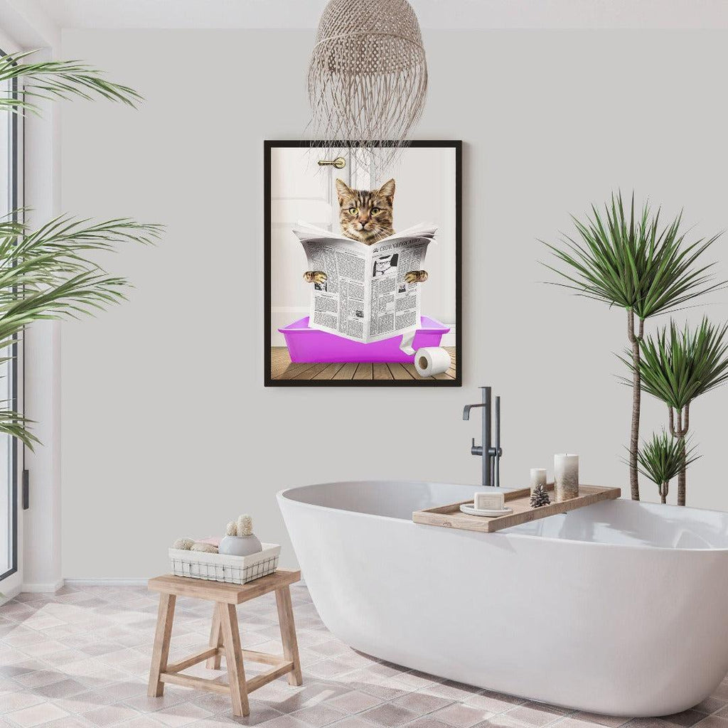 Cat in Litter Tray Portrait - Custom Pet Poster