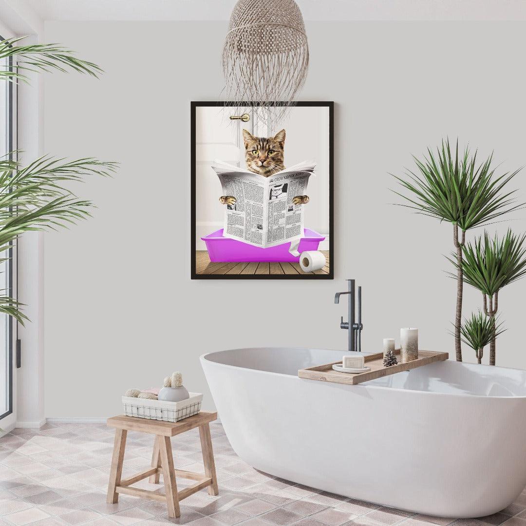 Cat in Litter Tray Portrait - Custom Pet Poster
