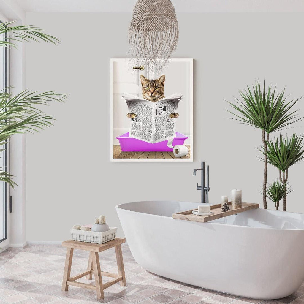 Cat in Litter Tray Portrait - Custom Pet Poster