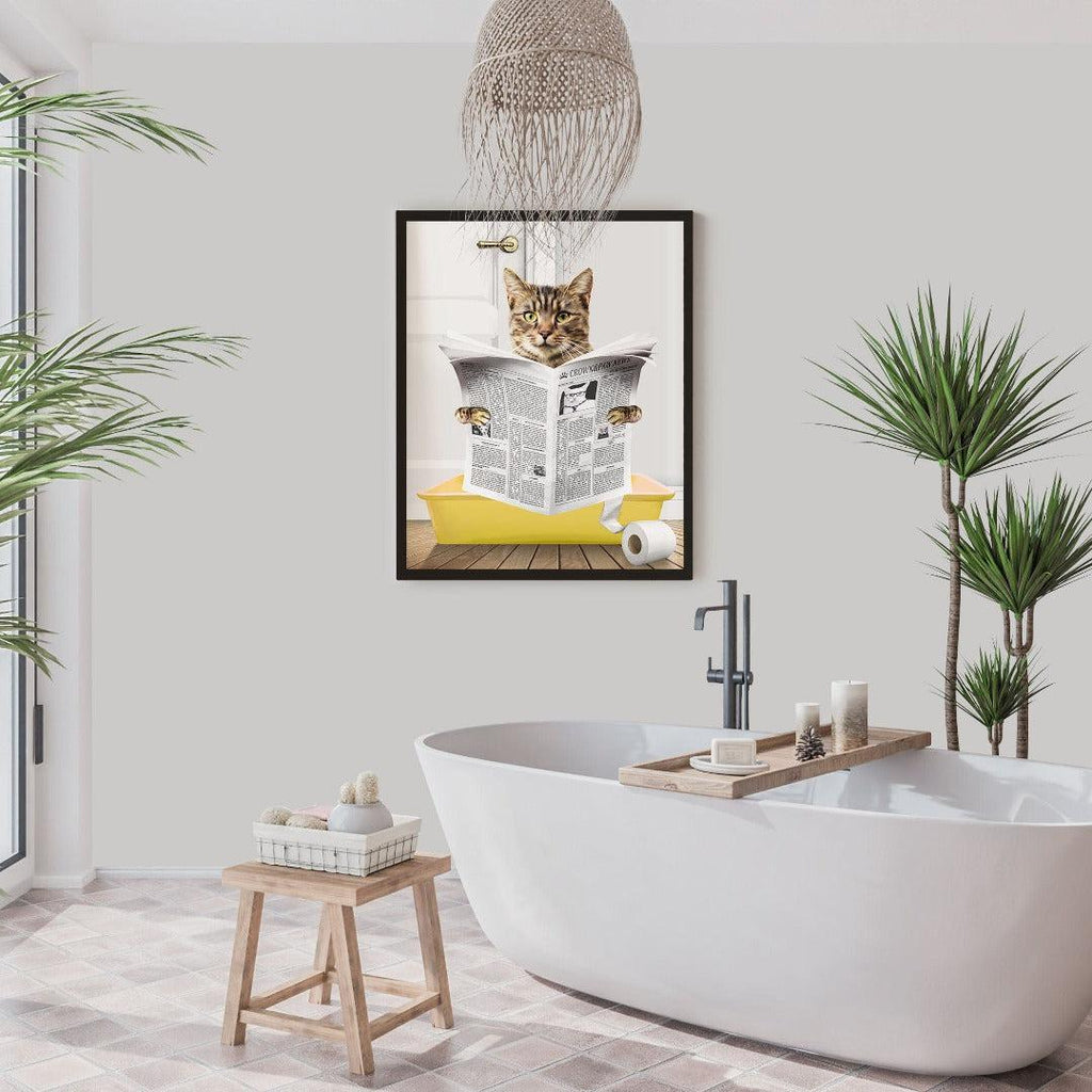 Cat in Litter Tray Portrait - Custom Pet Poster