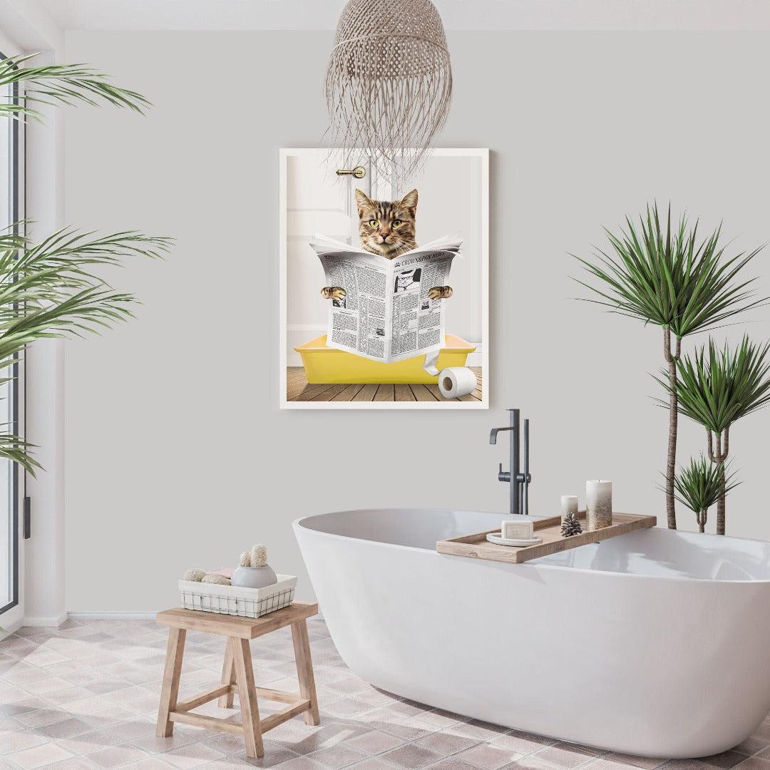 Cat in Litter Tray Portrait - Custom Pet Poster